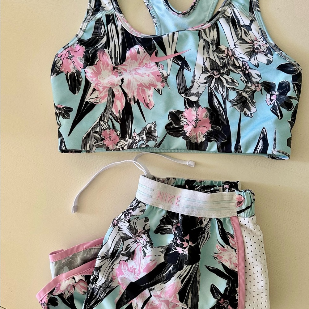 Nike Floral Sports Bra and Shorts Set